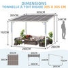 Aluminium Lean-To Gazebo, Wall-Mounted Hardtop Roof Pergola for Garden & Patio
