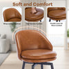 26in Bar Stools Set of 2 Swivel Counter Height Chairs w/ Metal Legs & Footrest