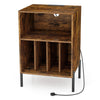 Record Player Stand Turntable Stand w/ 5 Storage Compartments-Coffee