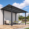 2.4x3.6m Metal Lean-to Gazebo Wall Mounted Iron Hardtop Pergola Heavy Duty