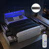 NEW STORAGE UPHOLSTERED BED FRAME 4FT6 DOUBLE WITH USB PORT & LED LIGHT,4 Cqiyme