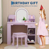 Kids Vanity Set with LED Mirror,Makeup Desk with 1 Drawers &,2 Open Shelves