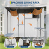 76in Large Walk-in Catio Outdoor Cat Enclosure Pen Run w/ Waterproof Cover Roof
