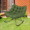 Indoor Outdoor Rocking Chair Egg Papasan Chair w/Padded Cushion-Green