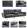Sofa Bed 3 Seater Faux Leather Click Clack Couch Cup Holders Grey Cream Black