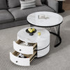 Round Nesting Coffee Table Set of 2 End Table Center Table with Storage Drawers