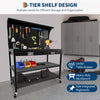 48in Workbench Metal Tool Storage w/ Pegboard 3 Drawer Under Shelf Power Outlet