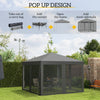 3 x 3 m Heavy Duty Pop Up Garden Gazebo with Handy Bag Mesh Sidewalls Grey
