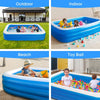 Inflatable Paddling Pool, 3 Rings Large Rectangular Family Swimming Center for K