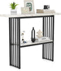 2-Tier White Marble Entryway Console Table Extra Long Foyer Couch Table