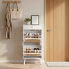 Bonnlo Rattan & Drawer Shoe Cabinet, 2 Bins + 1 Drawer, Adjustable