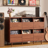 6-Drawer Large Storage Vinyl Record Player Stand Media Console Table Cabinet UK