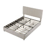 Upholstered Storage Double Bed Frame with Adjustable Headboard 135x190cm, Beige