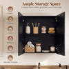 Wooden Hanging 2-Tier Storage Cabinet Medicine Cabinet with Mirror
