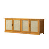 Sittable Shoe Cabinet Storage Cupboard Footwear Stand Rack Wooden 4 Rattan Doors