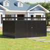 Galvanised Metal Garden Shed Outdoor Tool Storage House with Lockable Door Black