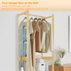 Heavy Duty Vertical Bamboo Garment Coat Rack Stand Shoe Shelf Entryway Corner