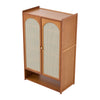 Bamboo 2-Door Shoe Storage Cabinet Rattan Doors Entryway Organizer Shoe Shelves