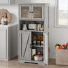 Freestanding Pantry Storage Cabinet w/Glass Doors,Adjustable Shelves,Tall Cupboa