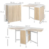 Folding Table Computer Desk with Storage Shelves Oak, White Home Office