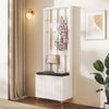 Hallway Furniture Set Wardrobe with Coat Rack Shoe Cabinet Bench & Cushion White