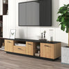 180cm TV Stand Media Unit w/ 3 Doors, LED Strips and Glass Shelves, TV Cabinet