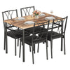 Dining Table and 4 Chairs Set for 4-6 People, Backrests and Upholstered Seats
