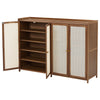 Shoe Cabinet Storage Organizer 4 Rattan Door Cupboard Footwear Stand Wooden Unit