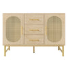 Sideboard Cabinet Wooden Rattan 2 Doors 3 Drawers Cupboard Storage Furniture
