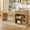 Extendable Dining Bar Table Wooden Kitchen Island with Cabinets & LED Lighting