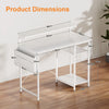 Computer Desk with LED Lights & Adjustable Monitor Stand, Writing Desk, White