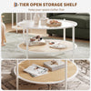 30" Round Rattan Coffee Table w/ Storage, 2 Tier Glass Centre Table Living Room