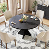 47in Round Dining Table for 4-6,Pedestal Base Wooden Kitchen Table for Apartment