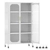 5-Tier Tall Kitchen Pantry with Adjustable Shelves and Semi-Transparent Doors-Wh