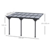 Outdoor Patio Wall-mounted 4.35 x 3(m) Gazebo Pergola, Aluminum Post, PC Roof