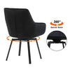 2 Pcs Swivel Velvet Dining Chair Restaurant Dining Room Furniture Modern Black