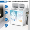 Compact Mini Laundry Washer Twin Tub Washing Machine-White+Grey