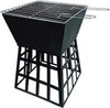 Outdoor Charcoal Fire Pit BBQ Grill Bowl Square Garden Patio Barbecue Log Heater