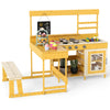 Mud Kitchen Fir Wood Play Kitchen with Kids Picnic Table-Natural