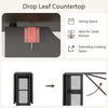 Drop Leaf Folding Dining Table 127cm w/Storage Shelves,Lockable Casters Rolling