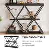 3-Tier Console Table with X-Shaped Metal Frame,Narrow Sofa Table with Shelves