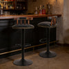 2PCS Metal Base & Gas Lift Faux Leather Kitchen Breakfast Bar Cafe Stools Swivel