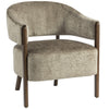 Accent Chair, Upholstered Armchair with Solid Wood Legs, Light Brown