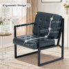 Modern Faux Leather Accent Chair Button-Tufted Design 110° Recline & Metal Frame