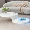 LED Coffee Table w/ Rotating Top, White, 70x70x35.5cm for Living Room, Office