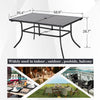 Metal Garden Dining Table Outdoor Patio Table w/ Umbrella Hole for 6 Person