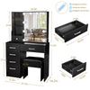 Dressing Table with LED Lights Mirror Stool Set Drawers Black Vanity Makeup Desk