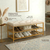2-Tier Velvet Top Bamboo Gold Metal Shoe Rack Stand Shoe Storage Shelf Hallway