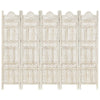 Hand carved 5-Panel Room Divider White 200x165 Solid Wood R3V3