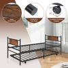 3FT Retro Single Bed Mattress Foundation Metal Trundle Bed w/Wheels
